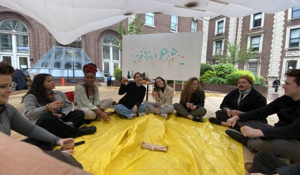 University class held outdoors