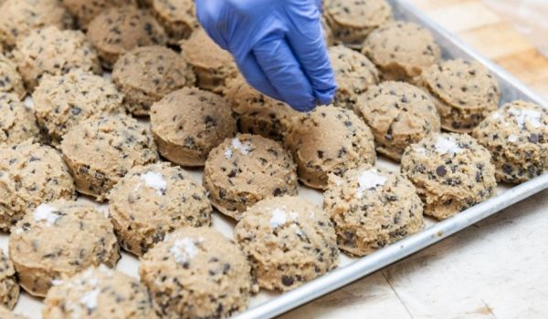 Chocolate chip cookies in progress